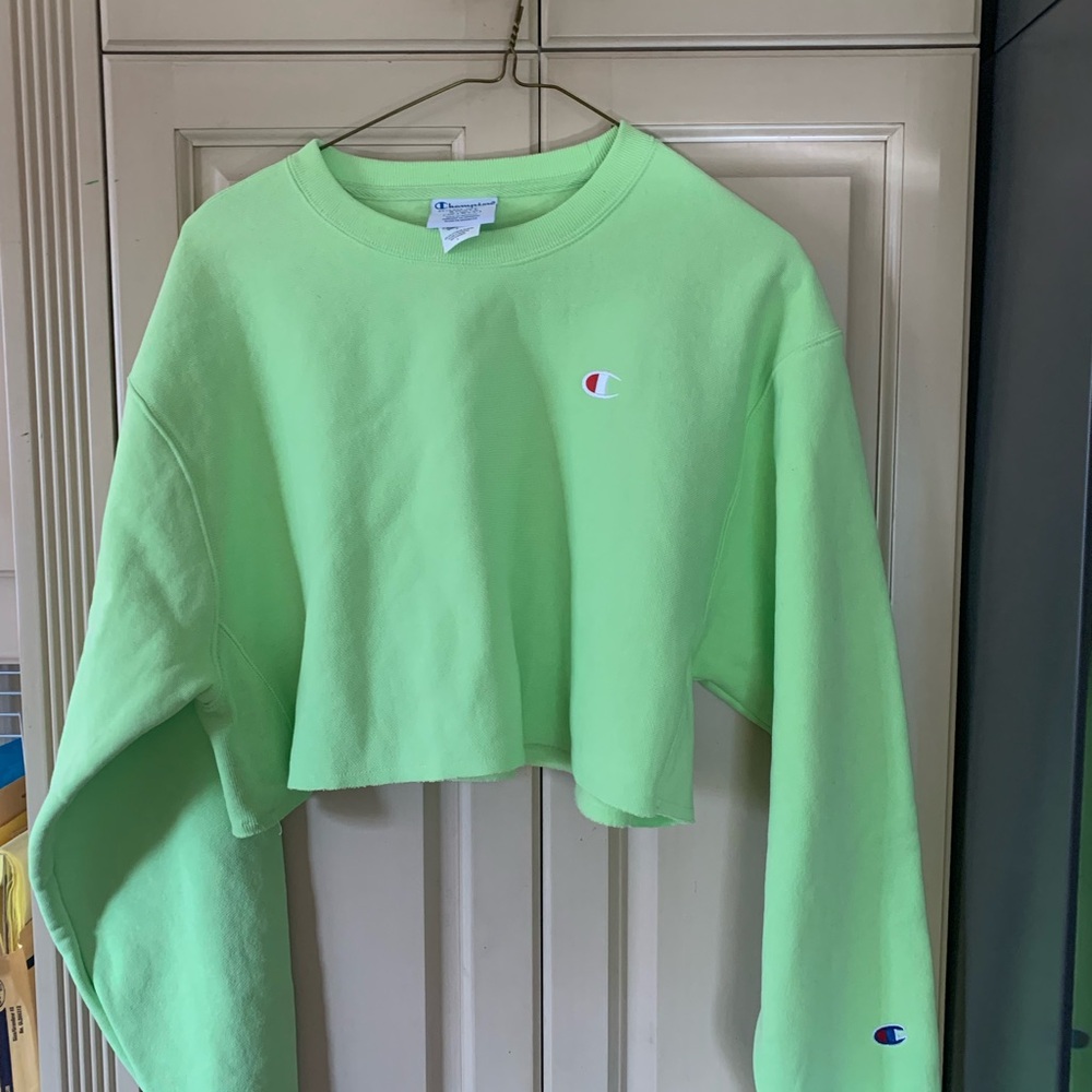 Champion Neon Green Reverse Weave Sweatshirt